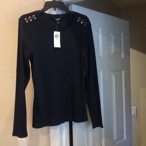 LAUREN Ralph Lauren Women’s  Navy Blue Long Sleeve Shirt. New with tags. XL